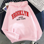 Naiste pikkade varrukatega Boston Brooklyni kirjatr&uuml;kiga kapuuts Naiste mood mantel Oversized New Yorgi pusad Naiste kampsunid naiste kampsunid Brooklyni riided XL