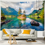 Ilus loodusmetsa tr&uuml;kitud suur seinavaip 200x150cm