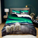 3D Arctic Aurora voodipesukomplekt Ilus maastik tekikate padjap&uuml;&uuml;r 2/3 t&uuml;kki AU180 * 210 t&auml;issuuruses kiiresti kuivav kodusisustus DE 135x200cm