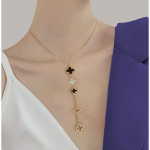 Titaanterasest seenioride &otilde;nnetoov neljalehelise ristiku tutiga kaelakee 18K, parim kingitus s&otilde;pradele kuld