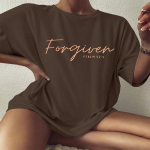 Andestatud psalm 32:5 v&auml;rviline &uuml;lisuur T-s&auml;rk Christian Loose Tee Jesus Apparel S&auml;rk Naiste Trendikas vabaaja puuvillane Esteetiline top S beež