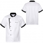 Unisex l&uuml;hikeste varrukatega peakoka jope Hingav n&ouml;&ouml;biga hotelli k&ouml;&ouml;givorm L valge