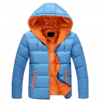 Meeste kapuutsiga tuulekindlad puuvillased sulejoped T&otilde;mblukuga pikkade varrukatega v&auml;lir&otilde;ivad M skyblue oranž v&auml;rv