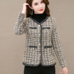 Vintage V-kaelusega &uuml;herealised ruudulised jakid Naiste kevad-s&uuml;gis tviid Suures suuruses &uuml;ler&otilde;ivad Korea mood vabaaja mantel t&auml;navar&otilde;ivad M