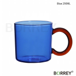 BORREY mood kuumakindlast klaasist kohvikruus merevaigukollane piimatass kontoripaari tass 250ml v&auml;rviline klaas sangatopsidega joogin&otilde;ud Yellow 250ML