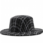 Must/valge v&otilde;re Laia &auml;&auml;rega Lihtne Church Derby Top Hat Panama Solid Vilt Fedoras M&uuml;ts Meestele Naiste villane segu Jazz Cap 56-58CM