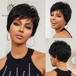 BLONDE UNICORN Blcak Parukas L&uuml;hike Bob Parukas S&uuml;nteetiline Naturaalne Pixie L&otilde;igatud juuste Parukad Igap&auml;evaseks peoks kasutamiseks naistele Kuumakindel kiud