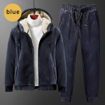 Meeste pl&uuml;&uuml;s ja paks komplekt Soe moodne vabaaja jope + p&uuml;ksid, spordi&uuml;likond 3XL sinine