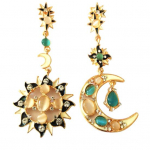 Naiste Rhinestone Star Sun Moon Charm pikad rippuvad ebaregulaarsed k&otilde;rvar&otilde;ngad