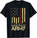 Patriootlik USA Armee Veterani Punase Joonega Ameerika Lipp Vanaaegne Unisex T-s&auml;rk S