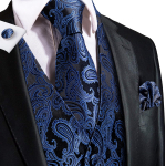 Hi-Tie Meeste Vest Siidist Paisley Lilleline Lips Taskur&auml;tik Mansetin&ouml;&ouml;bid KOMPLEKT Ametlik L