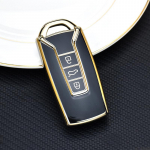 3 nupuga TPU auto kaugjuhtimispuldi v&otilde;tmeta kate Volkswagen Touareg 2018 2019 2019 2020 2021 v&otilde;tme&uuml;mbrise hoidiku jaoks, Funda Llave Protector tarvikud Gold key case must