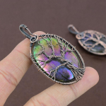 Natural Tree Of Life Multi Labradorite Copper Wire Wrap Pendant 2.56 j3t24
