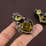 Natural Citrine Gemstone Handmade Copper Wire Wrap Gift Pendant 2.01 p1w79