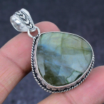 Natural Labradorite Gemstone Handmade 925 Sterling Silver Pendant 1.81 n3t68