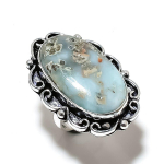 Natural Caribbean Larimar Gemstone 925 Sterling Silver Gift Ring Size 7 j5w97