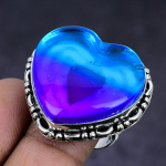 Natural Bi-Color Tourmaline Gemstone 925 Sterling Silver Ring Size 8 c1w41