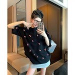 Bow Print Armas T-s&auml;rk Uus Mood Loose Ins Mitmek&uuml;lgne naiste T-s&auml;rk Suvine &Uuml;markaelusega Casual Naiste T-s&auml;rk onesize must