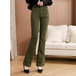 Naiste Stretch bootcut teksad, keskmise k&otilde;rgusega Slim Fit laienevad teksad, naiste vabaaja teksad 34 roheline