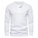 Meeste vabaaja pikkade varrukatega T-s&auml;rk Henley Grandad V kaelusega n&ouml;&ouml;biga s&auml;rgi top M valge