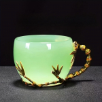 Vintage-stiilis glasuuriga klaasist teetass k&auml;epidemega &ndash; ideaalne igal aastaajal, ideaalne kodukaunistuseks ja kingitusteks 1 tk 150ML