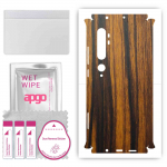 apgo Protective Skin Sticker for the back+sides compatible with Xiaomi Mi Note 10, Full Wrap Film, Foil, Vinyl - Pattern Tigerwood