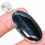 Natural Black Tiger Eye Gemstone 925 Sterling Silver Gift Pendant 2.05 p7f72