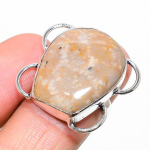 Natural Fossil Coral Gemstone Handmade 925 Sterling Silver Ring Size 6.5 f1h63