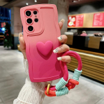 Armas armastuse s&uuml;damekujuline randmerihmaga &uuml;mbris Samsung Galaxy S23 S24 Ultra S22 S21 Plus S20 FE A54 A34 A53 A52 A14 paelaga gradient&uuml;mbrisele S21FE