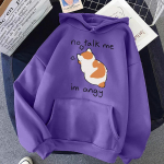 L&otilde;bus No Talk Me Cute Angry Cat Print Meeste/naiste puuvillane kapuuts vabaaja &uuml;lisuur pullover Populaarne dressipluus moe unisex r&otilde;ivad M