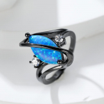 Vintage Crystal Marquise Blue imitatsiooniga opaals&otilde;rmused naistele v&otilde;lu musta kullav&auml;rvi pulmapaelad pruudi kihlas&otilde;rmus 5 must/sinine