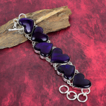 H&auml;mmastav lilla s&auml;hvatusega labradoriit 925 prooviga h&otilde;bedast ehteid, k&auml;sitsi valmistatud v&auml;&auml;riskividega kaunis k&auml;ev&otilde;ru-ehe armastuse jaoks labradoriidi ehted 8 Inches With Adjustable lilla