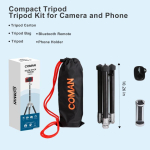 COMAN MT55 Pikendatav Selfie Stick Statiiv Telefoniklambriga iPhone'i, Samsungi, Kaamera, Mobiiltelefoni Hoidja Statiivid Live Streamingu, Vlogi jaoks CHINA black