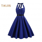 Naiste &otilde;htukleit, pitsiline, p&auml;itsetega kaelus, A-line suur kiik, seljata &otilde;lgadeta, varrukateta &uuml;hev&auml;rviline retro kokteilipeo pulmakleit Midi-pulmakleit S must