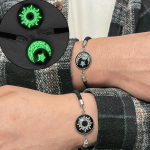 P&auml;ikesekuu k&auml;ev&otilde;rud helendavad k&auml;sitsi valmistatud riidest naiste reguleeritavad roostevabast terasest t&uuml;drukud meeste paaris&otilde;pruse romantilised randmeehted 1pair