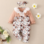 Vasts&uuml;ndinud imikute poiste t&uuml;drukute armsad pikkade varrukatega ruudulised peapaelaga komplektid 6 roosa