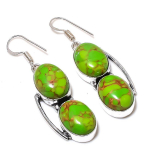 Copper Green Turquoise Gemstone 925 Sterling Silver Jewelry Earring 2.25 t1s00