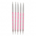 5 tk Nail Art Dotting Pliiats kahe otsaga k&uuml;&uuml;nte maalimiseks DIY nikerduspliiats akr&uuml;&uuml;list k&auml;epidemega White