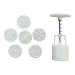 Plastikust kuukoogivorm 50g k&uuml;psisel&otilde;ikur, 6 lilletemplit, k&auml;sitsi pressitud roheliste ubade koogi vorm isetegemise k&uuml;psetusn&otilde;ud