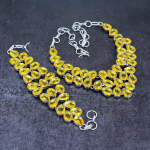 Looduslik tsitriinkivi k&auml;sitsi valmistatud 925 sterlingh&otilde;bedast ehtekomplekt i9z78