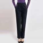 Lilletikandiga teksad Naiste kevadised ja s&uuml;gisesed suured elastsed teksap&uuml;ksid vabaaja p&uuml;ksid k&otilde;rge v&ouml;&ouml;kohaga sirge lahtised teksap&uuml;ksid XL must