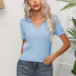 GMXIA L&uuml;hikeste varrukatega sviiter Twist Lapel Naiste lillelised l&uuml;hikesed suvised kampsunid XL