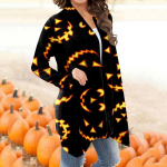 Naiste mood vabaaja lillemustriga keskmise pikkusega kardiganjakk L must