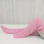 Fuzzy Teddy k&otilde;rged sukad, pehmed termosokid &uuml;le p&otilde;lve p&otilde;randaks s&uuml;giseks ja talveks, naiste sukad ja sukad roosa