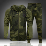 Camo meeste dressipluus kapuutsiga &uuml;ler&otilde;ivaste komplekt 2 osa S&uuml;gis Spordimeeste treeningud Camouflage dressipluusid Jakk + P&uuml;ksid Komplektid XXL roheline