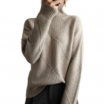 Naiste kampsun, k&otilde;rge krae, pikkade varrukatega heegeldatud tekstuur, &uuml;hev&auml;rvilised s&auml;rktopsid, avara istuvusega paksendatud soe kudum M kollane