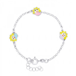 L&Eacute;A & ARTHUR - Bracelet Enfants 3 Soleil - Maille Jaseron Argent 925 Milli&egrave;mes Rhodi&eacute; - Longueur R&eacute;galable - Bijou Enfant