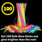 Pack de 100 batons lumineux multicolores pour f&ecirc;tes avec connecteurs &ndash; YWEI puhas