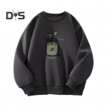 S&uuml;gistalv meeste top O kaelus lahtine puhas v&auml;rviline taimne tr&uuml;kkimine Elastsed k&auml;tised Pullover Keskmise pikkusega sportlik igap&auml;evane kooli dressipluus L roheline