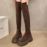Moodsad Naiste Suede Platvormiga K&otilde;rged Saapad &Uuml;le P&otilde;lve K&otilde;rge Kontsaga Kingad Naine 2025 Trend Talvine Elegantne Lumemootorratta Saapad Mujer Botas 35 pruun